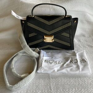 Michael Kors “Whitney” black leather satchel